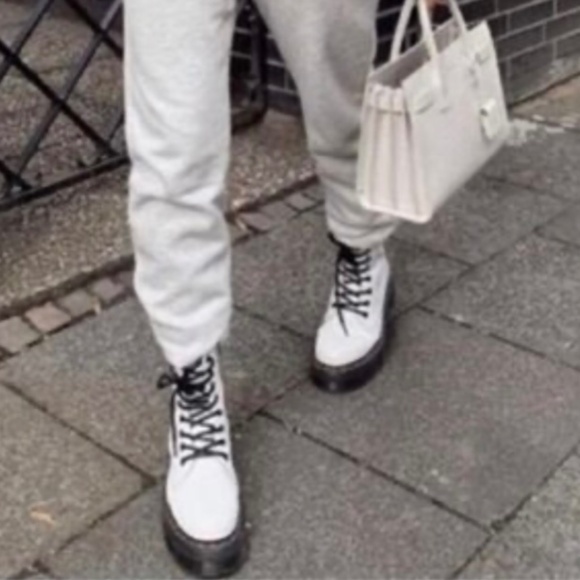 Worn once Sincerely Jules White  vegan chunky combat boots lace up 8.5 - Picture 1 of 8